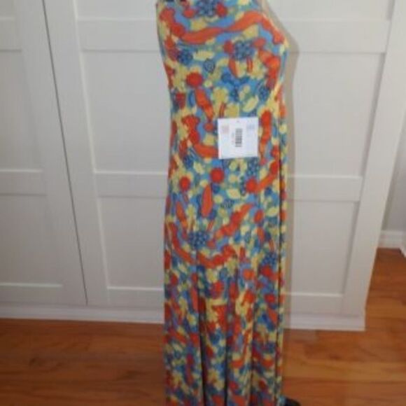 LULAROE MAXI SKIRT DRESS LONG XS Blue Yellow Red - Picture 5 of 6